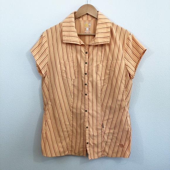 Mountain Hardwear Orange Striped Shirt Size 14 - Picture 1 of 6